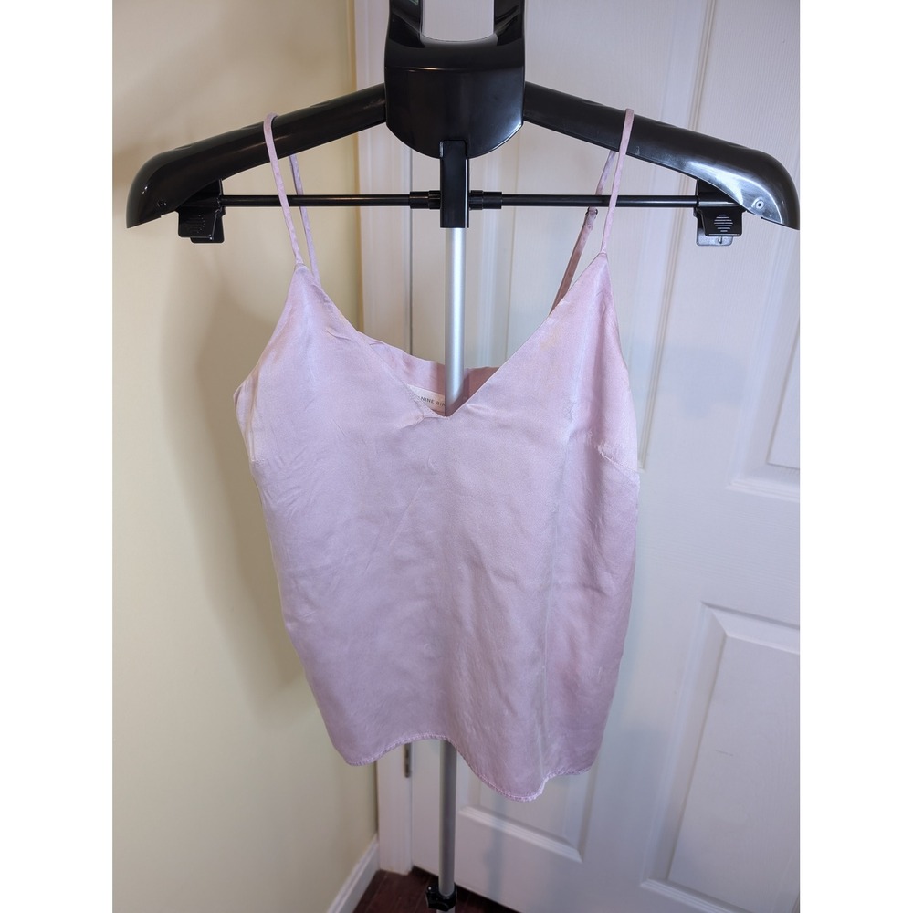 Anine Bing Camisole Women Size XS Pink Silk V-Neck Adjustable Straps Top‎